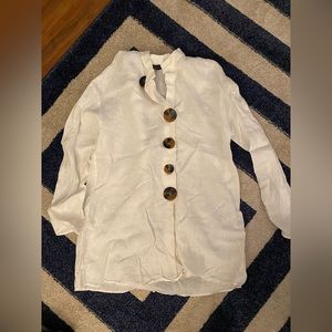 ZARA womens white button up tunic